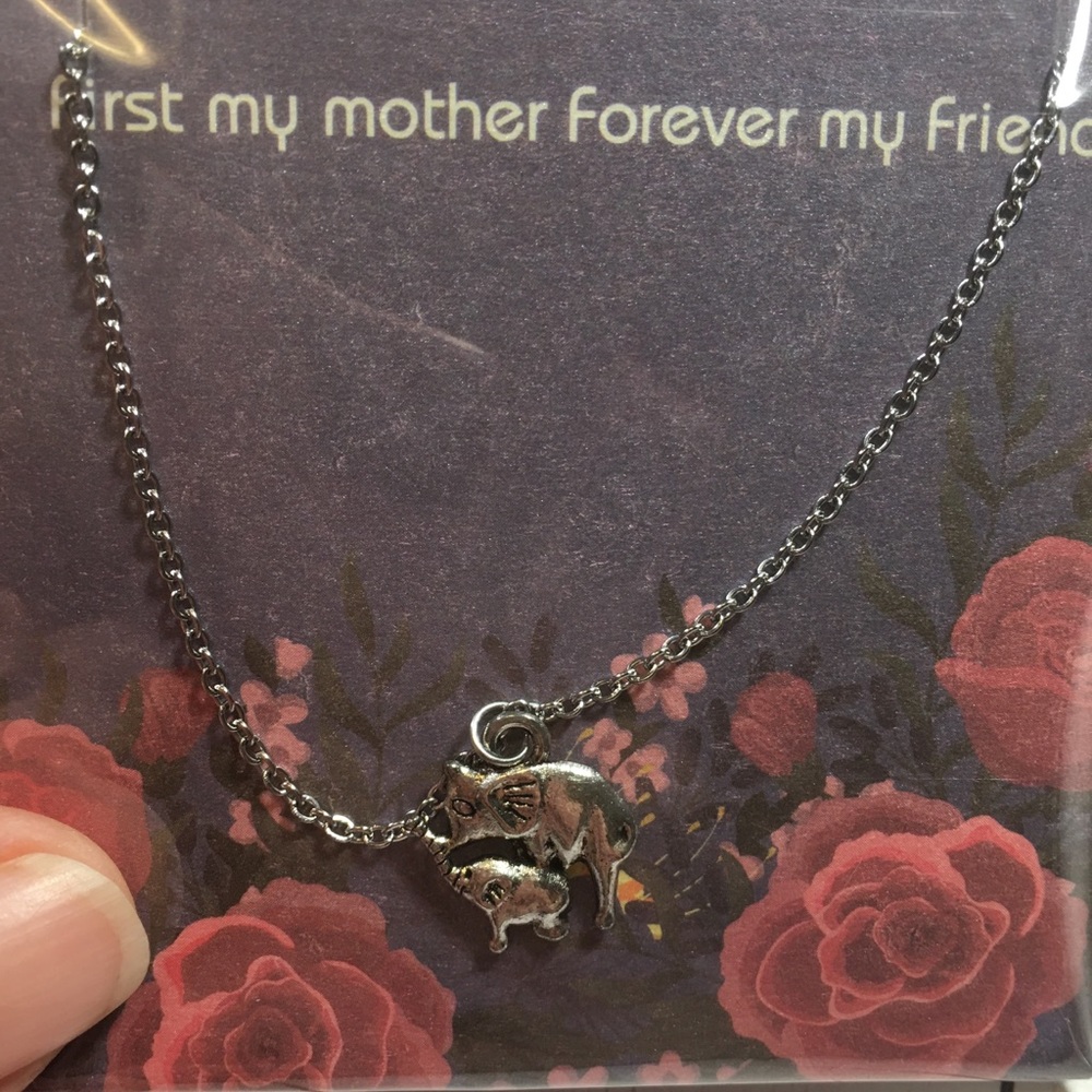 Mother and Baby Elephant Pendant Necklace